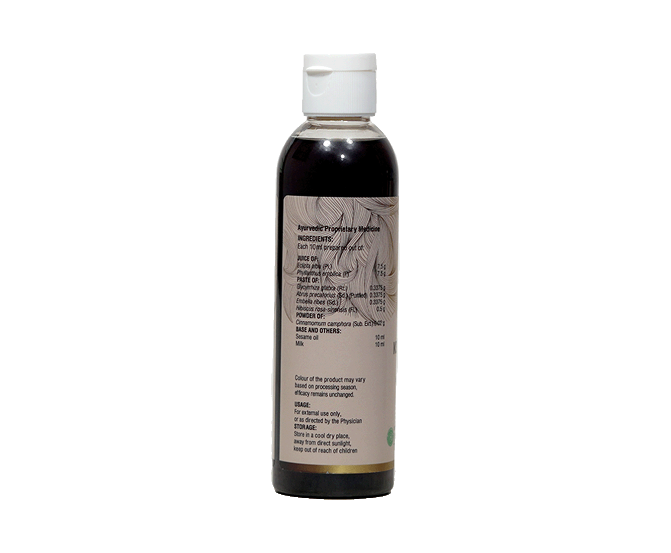 Bottle of Vaidyaratnam Kesaranjini Thailam, natural remedy for premature greying and dandruff.