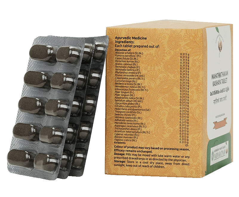 Herbal Ayurvedic medicine for skin conditions like leucoderma, psoriasis, and acne – 100 tablets pack