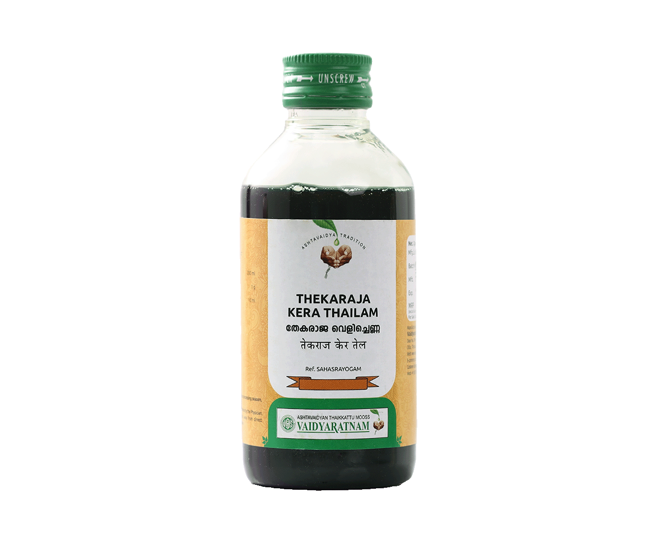 Vaidyaratnam Thekaraja Kera Thailam – Ayurvedic oil for bronchitis and cough relief