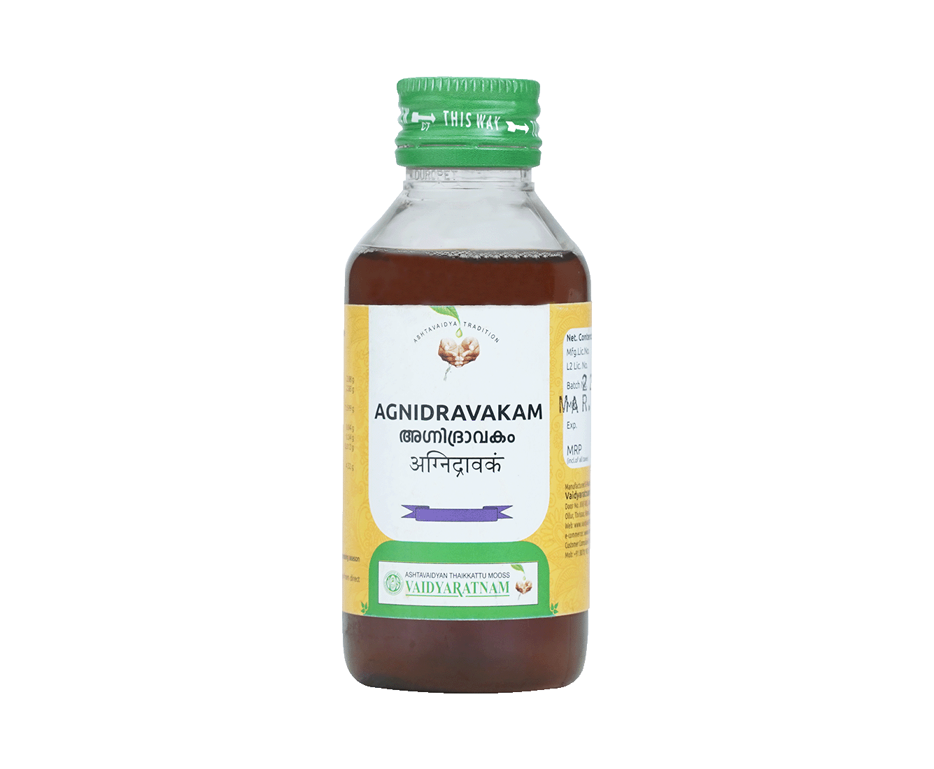 Vaidyaratnam Agnidravakam 100ml Ayurvedic tonic for digestive balance and menstrual wellness
