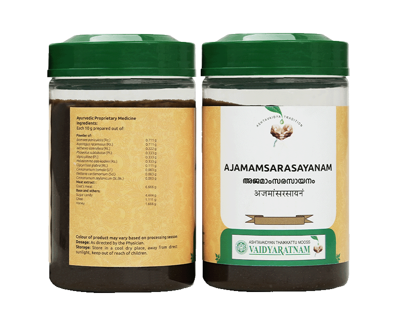 Ajamamsarasayanam by Vaidyaratnam – traditional Ayurvedic formulation for cough, breathlessness, and emaciation