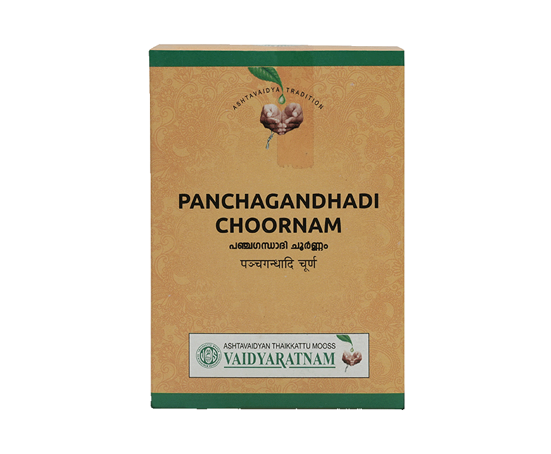 Vaidyaratnam Panchagandha Choornam 100 gm – Natural remedy for sleeplessness and stress relief.