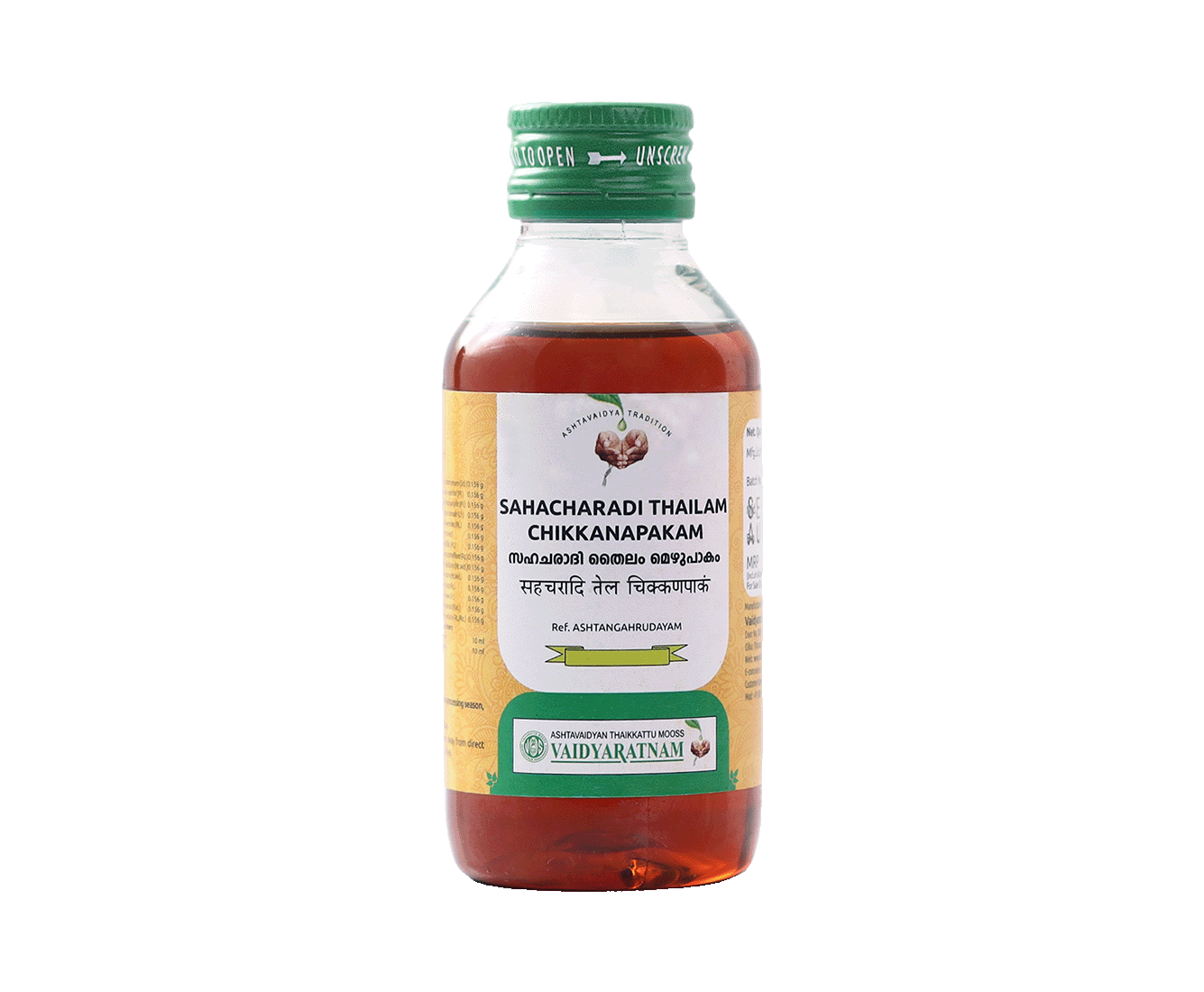 Vaidyaratnam Sahacharadi Thailam Chikkanapakam – Ayurvedic oil for joint pain and muscle stiffness.