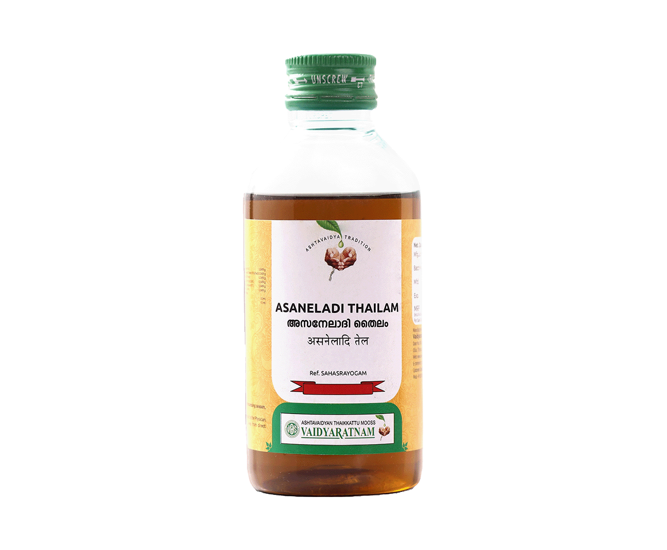 Vaidyaratnam Asaneladi Oil 200 ml – Ayurvedic oil for skin and scalp wellness