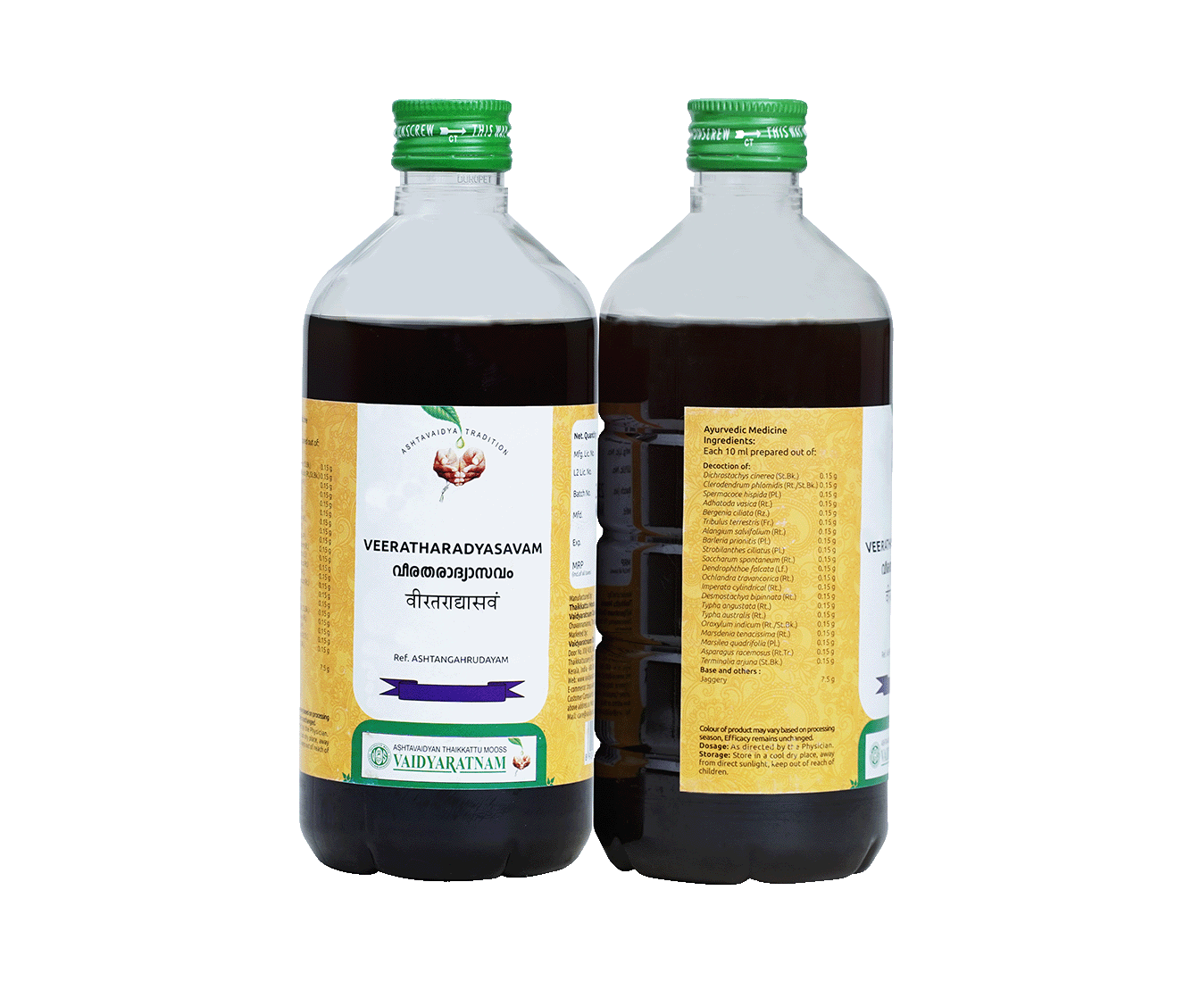 Veeratharadyasavam by Vaidyaratnam - Natural solution for calculi and urinary infections.