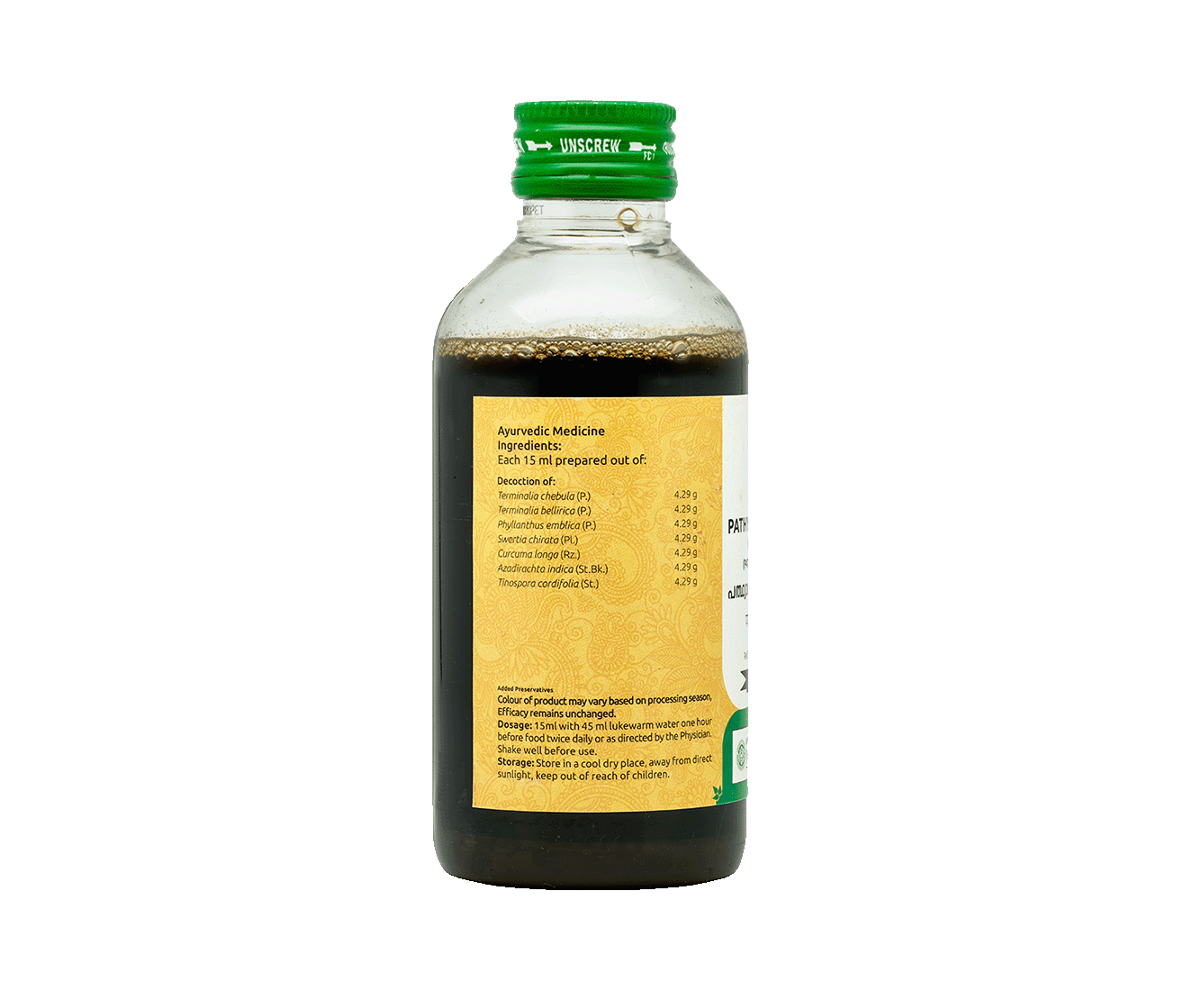 Pathyakshadathryadi Kashayam by Vaidyaratnam – Natural Ayurvedic remedy for headaches, toothaches, and earaches.