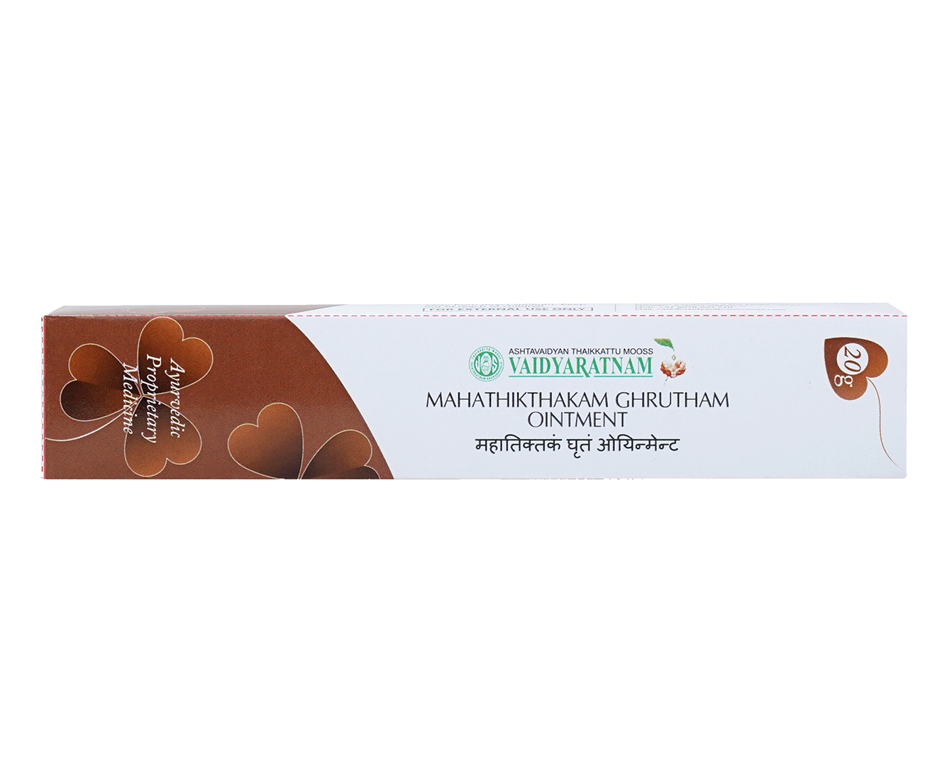 Vaidyaratnam Mahathikthakam Gh. Ointment 20 GM tube for Ayurvedic treatment of eczema and skin conditions.