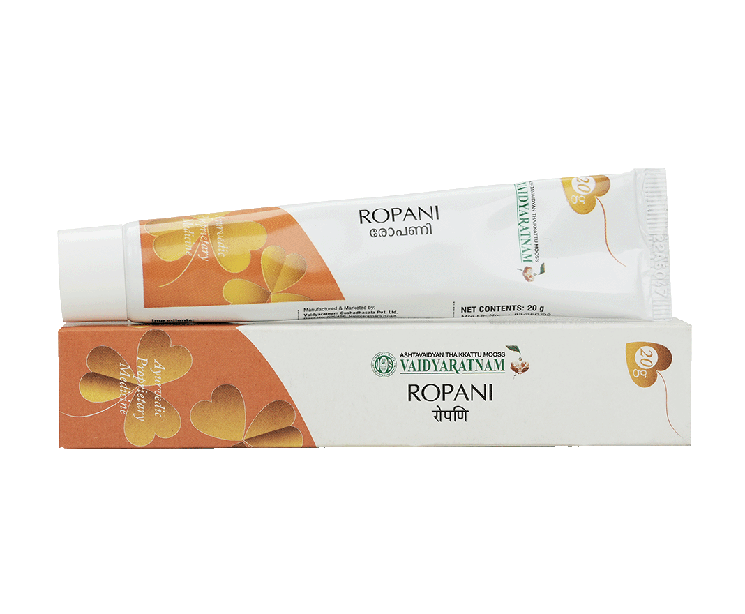 Vaidyaratnam Ropani Ointment 20 gm - Ayurvedic medicine for cuts, wounds, and skin healing.