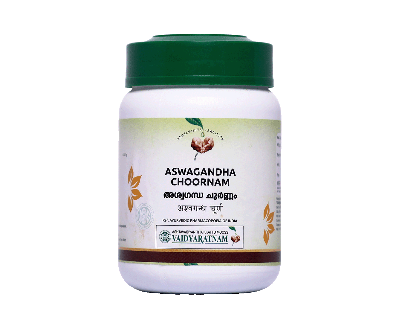 Vaidyaratnam Aswagandha Choornam 100gm – Ayurvedic powder for vitality and stress relief.