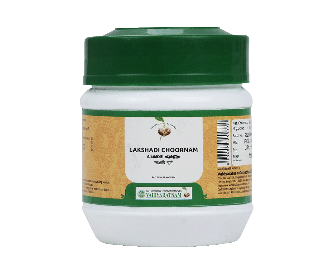 Vaidyaratnam Lakshadi Choornam 50g pack - Ayurvedic powder for bone health and fractures