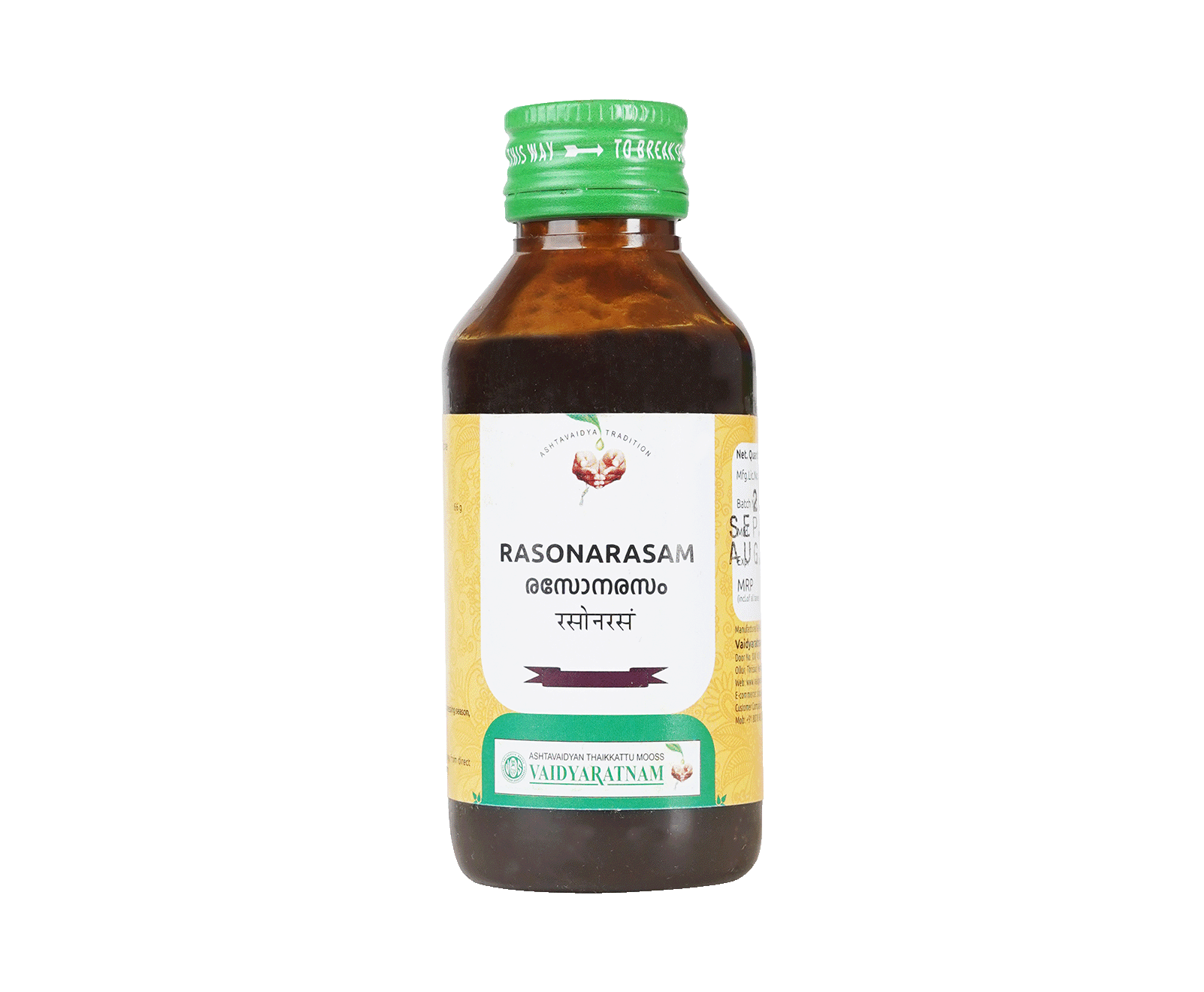 Bottle of Vaidyaratnam Rasonarasam Kashayam – Ayurvedic decoction for digestive support