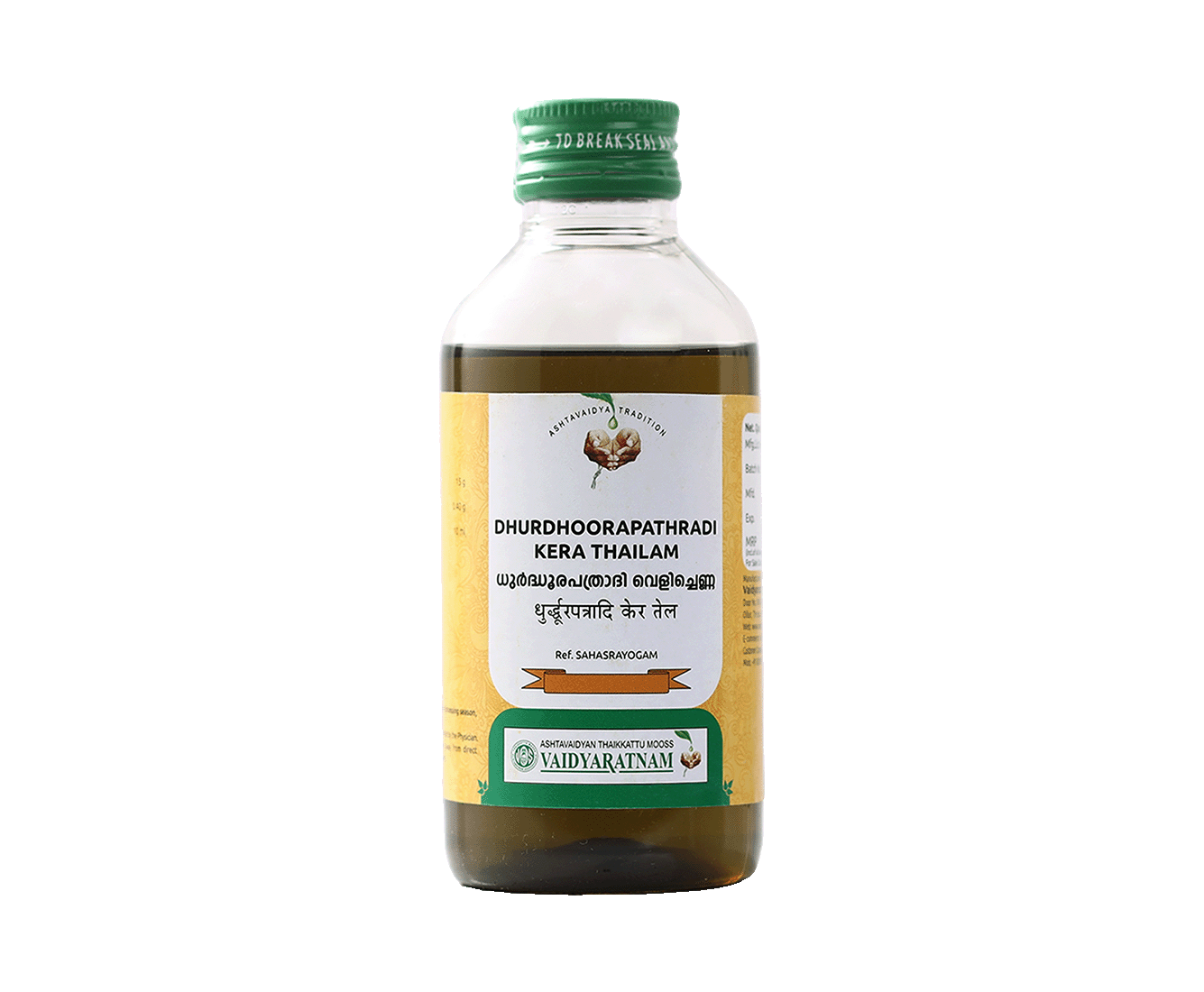 Vaidyaratnam Dhurdhoorapathradi Kera Thailam 200ml Ayurvedic hair oil bottle