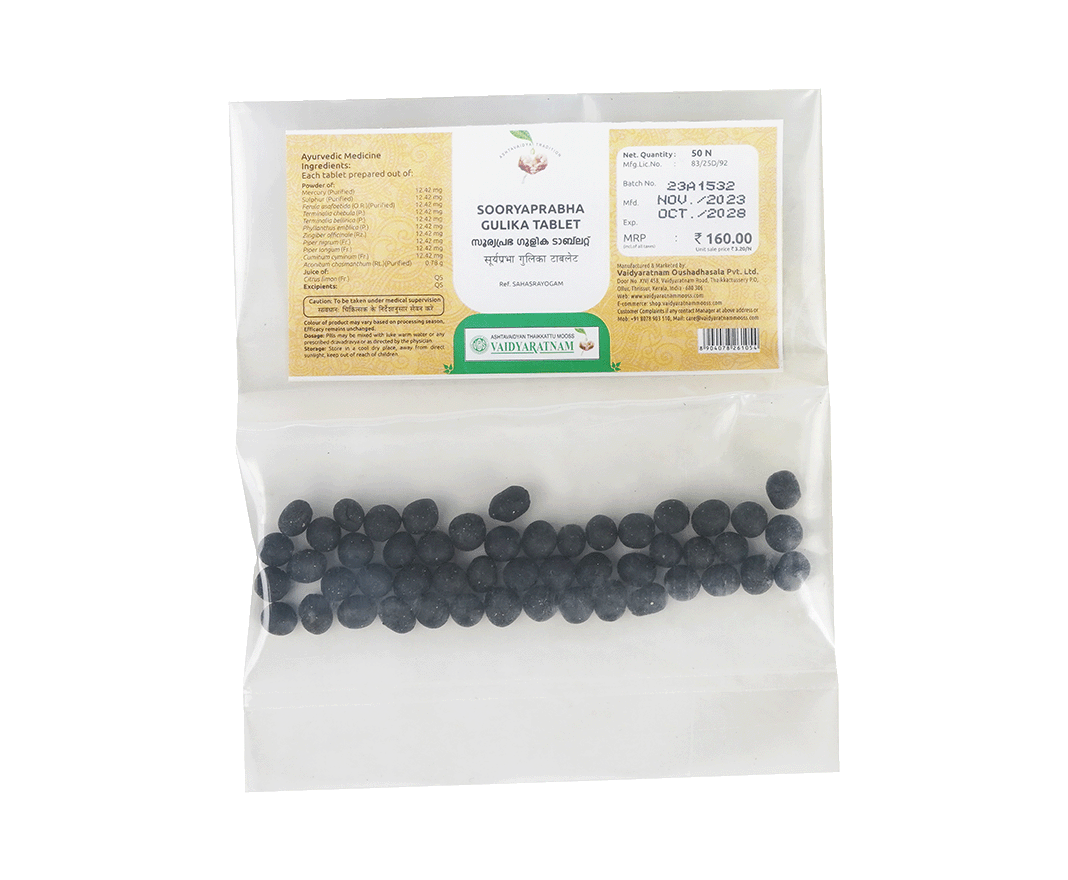 Vaidyaratnam Sooryaprabha Gulika – Flu Ayurvedic medicine for fever and cough