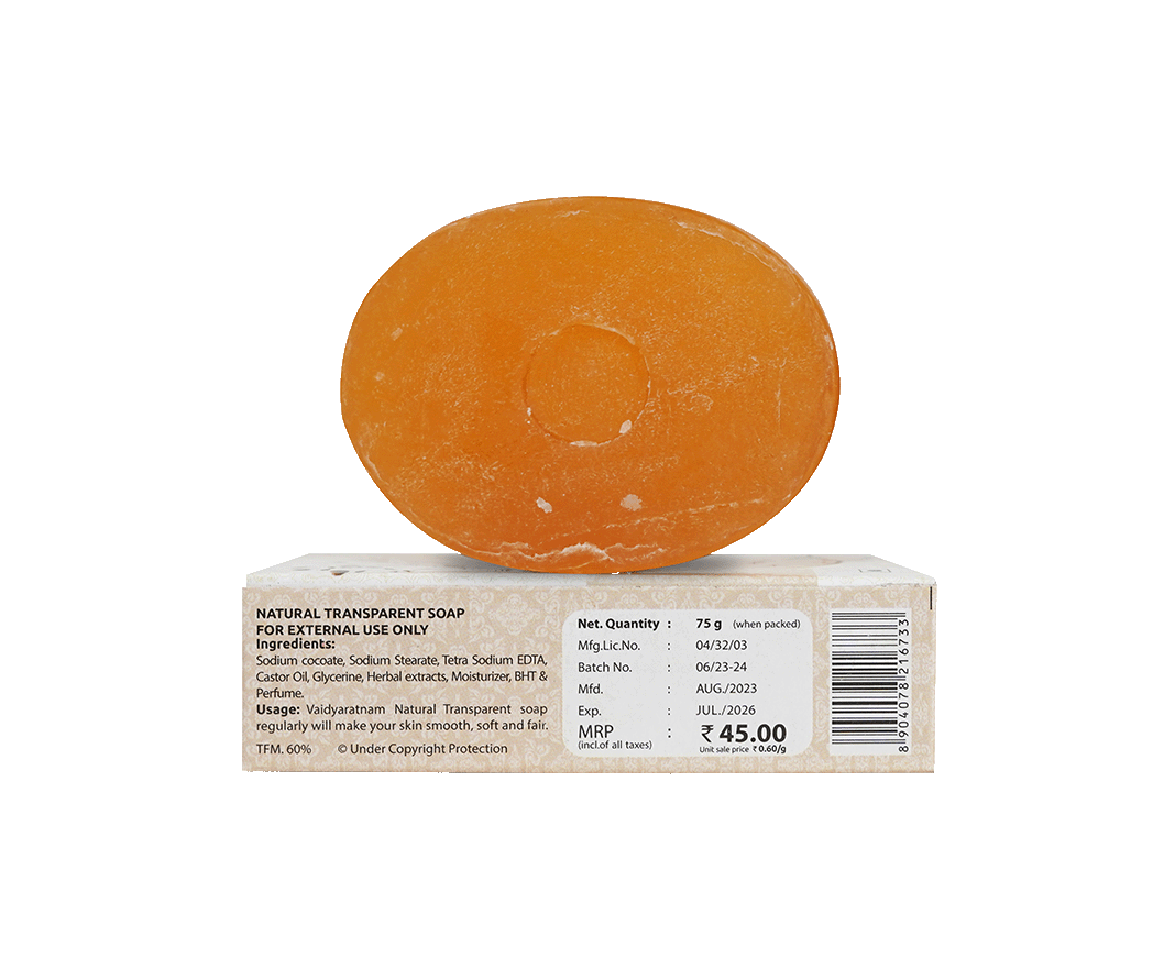 Natural Ayurvedic Vaidyaratnam Oushada Soap for soothing skin and reducing irritation