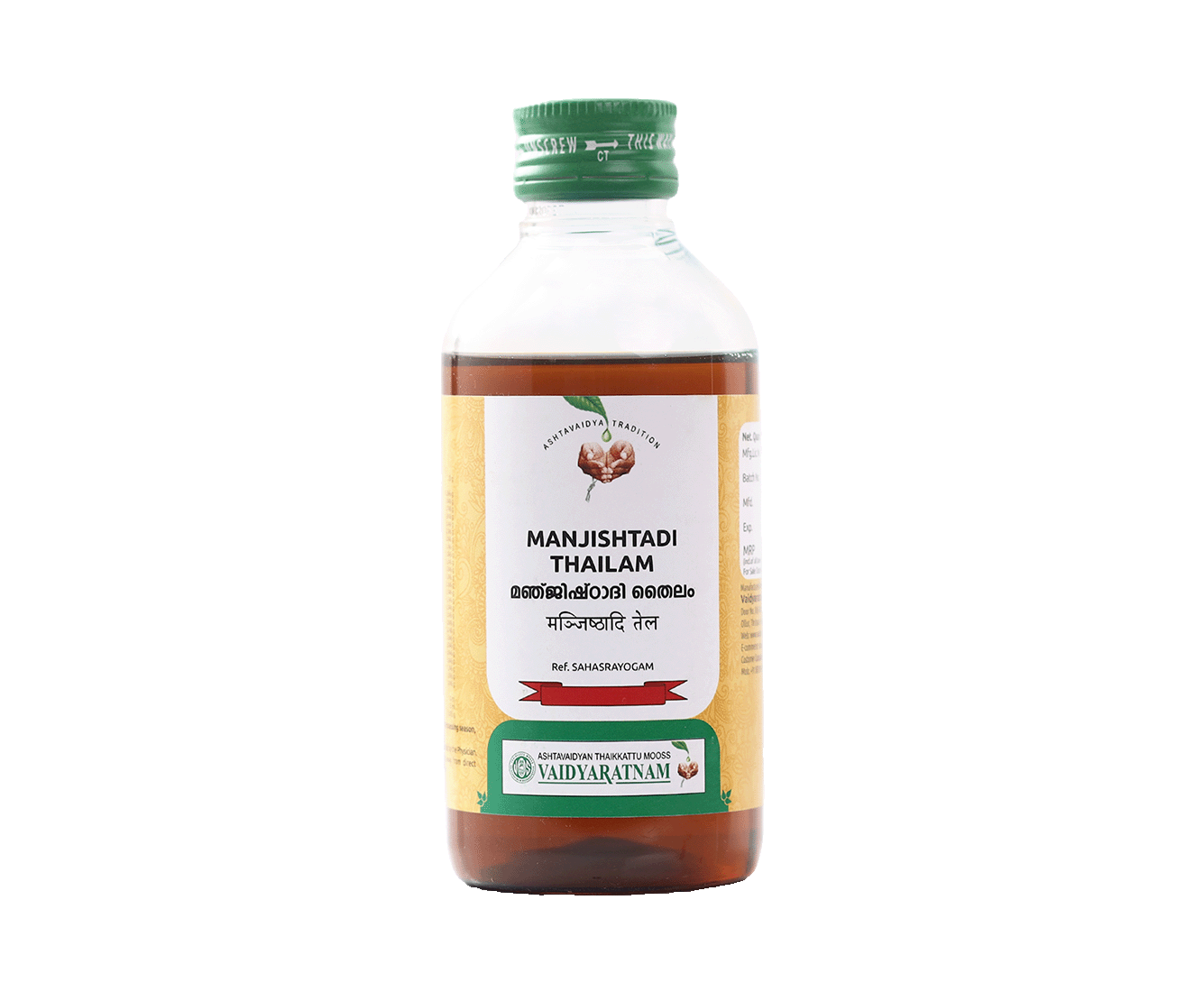 Vaidyaratnam Manjishtadi Thailam 200 ML - Ayurvedic oil for burning sensation relief