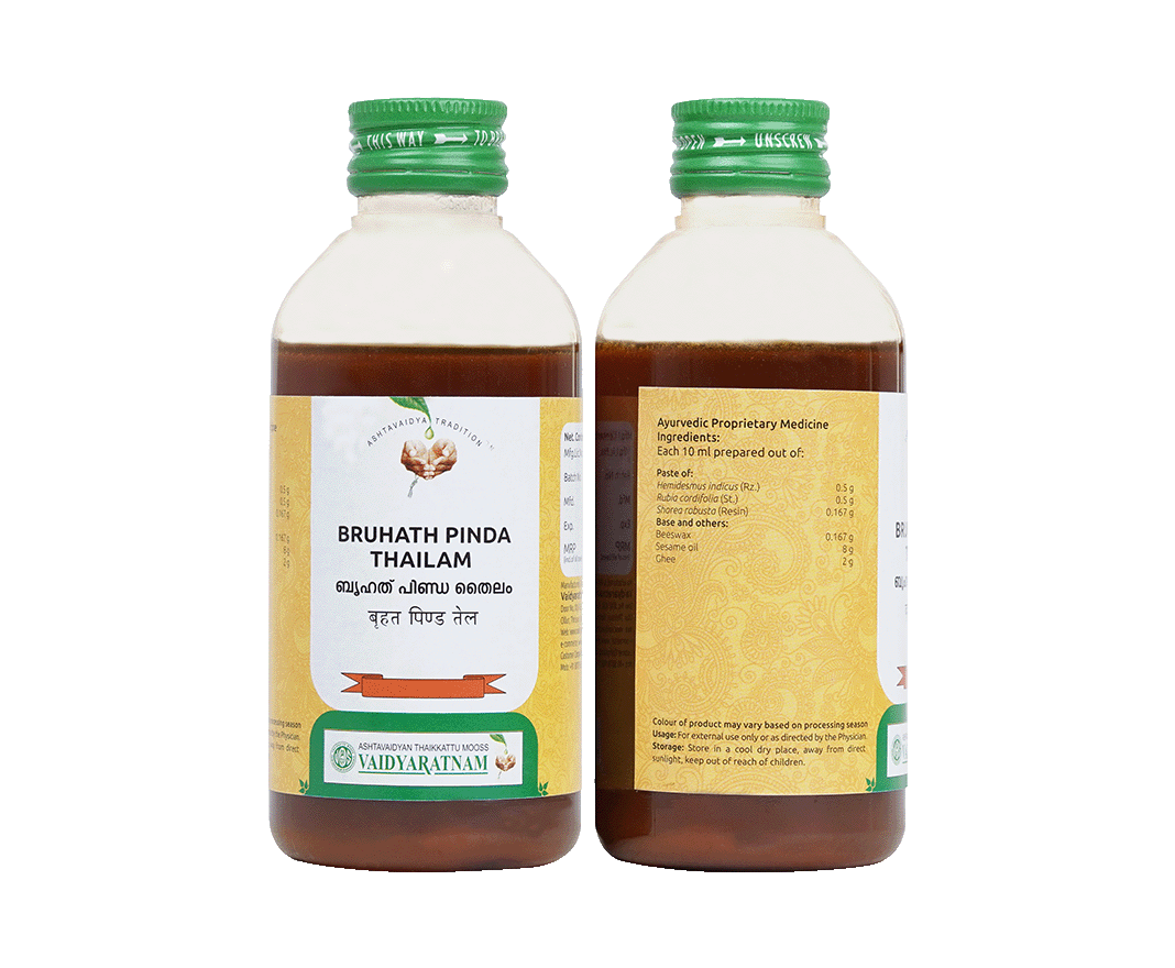 Vaidyaratnam Brihath Pinda Thailam 200ml Ayurvedic medicine for itching and skin comfort