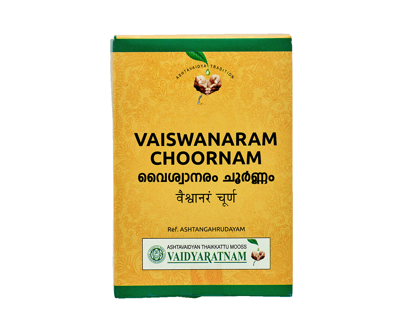 Vaidyaratnam Vaiswanaram Choornam 50 gm pack for anorexia treatment and digestive support.