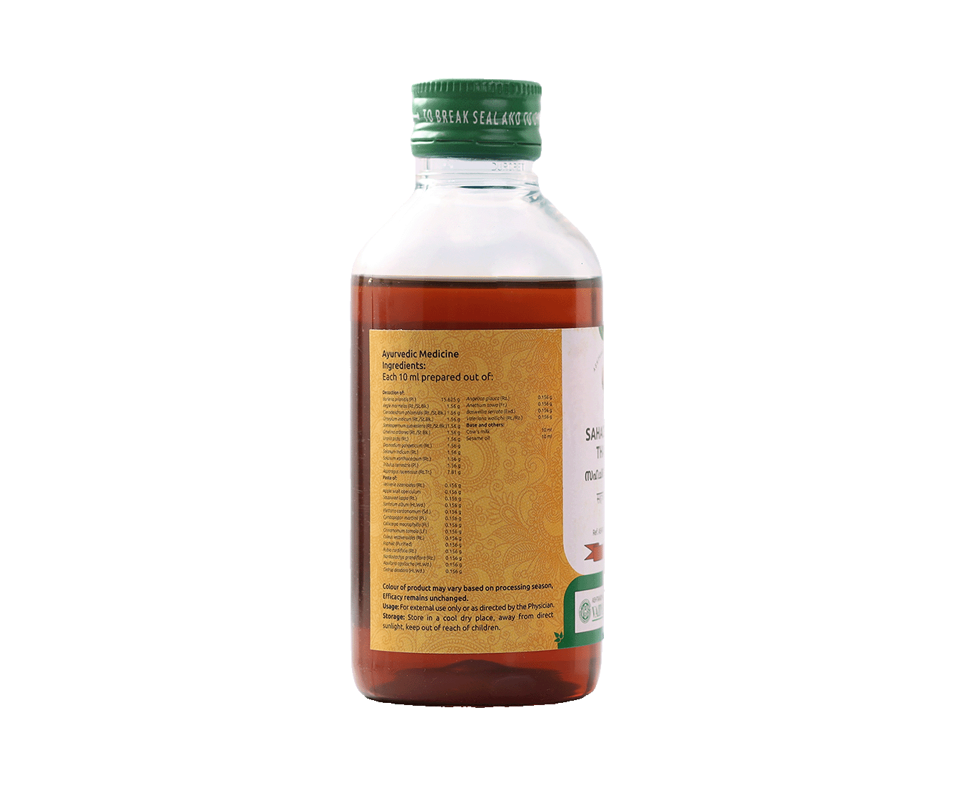 Herbal Ayurvedic oil from Vaidyaratnam for promoting healthy circulation and mobility