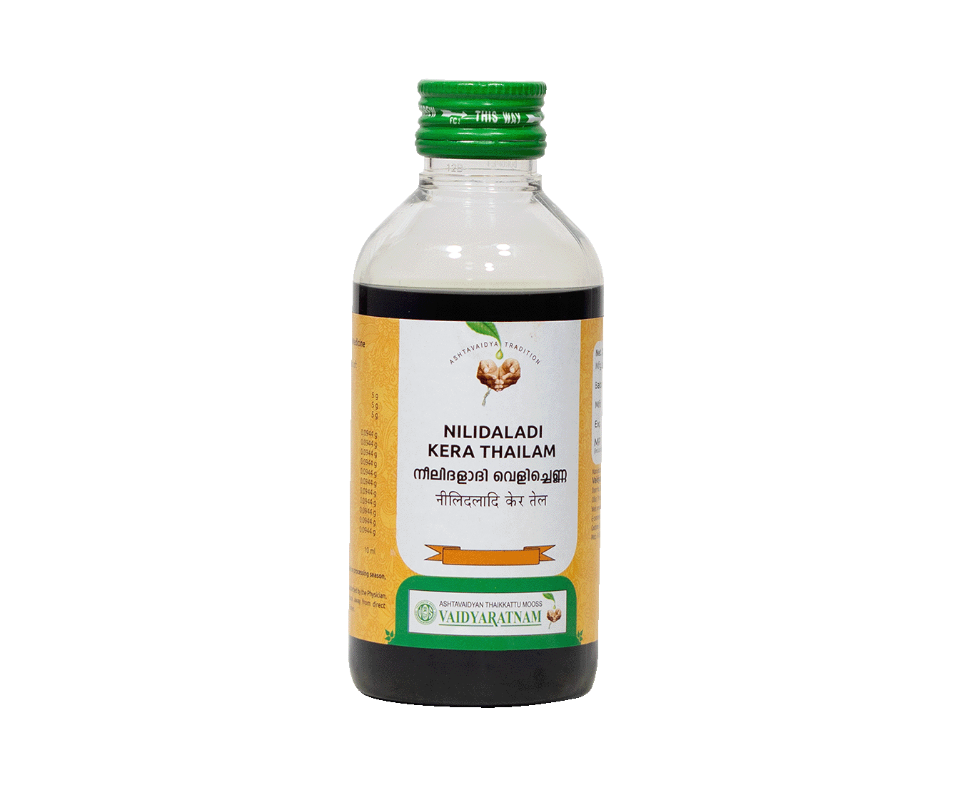 Vaidyaratnam Neeli Thailam 200 ml – Ayurvedic oil for treating insect bites, allergic urticaria, and skin conditions.