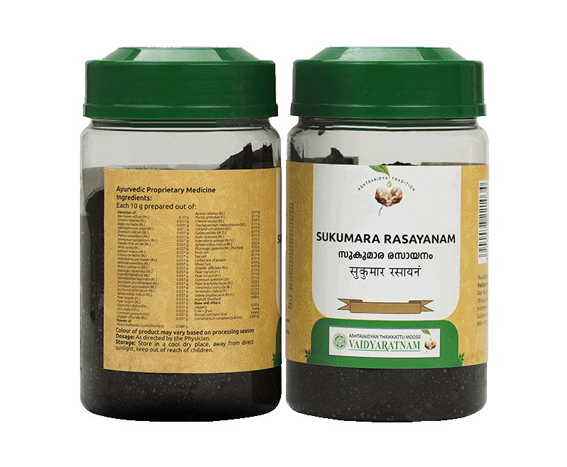 Herbal digestive tonic for bloating relief – Vaidyaratnam Sukumara Rasayanam packaging