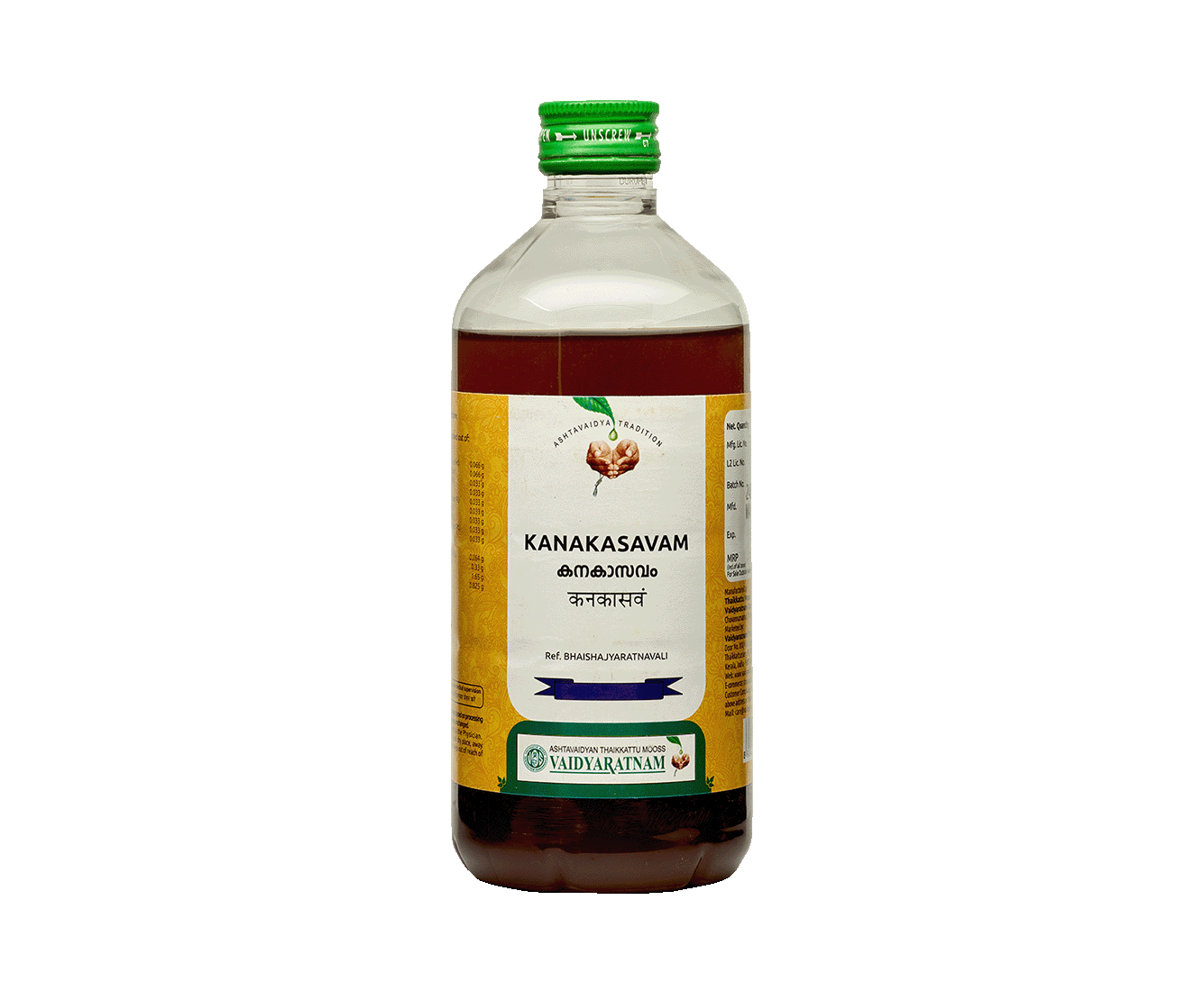 Vaidyaratnam Kanakasavam – Ayurvedic bronchitis medicine bottle