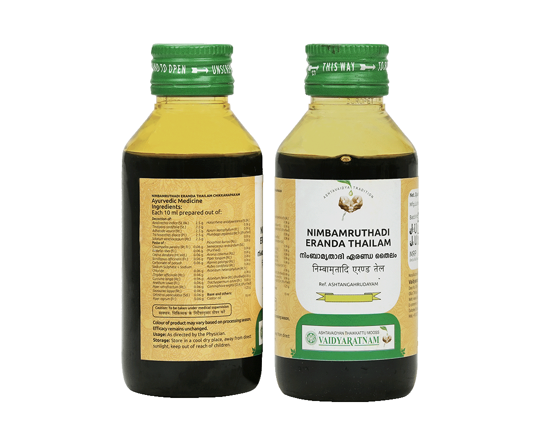 Herbal Nimbamrithadi Castor Oil for Arthritis, Inflammation, and Muscle Pain
