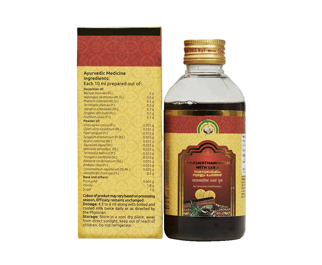 Herbal arishta for focus and vitality – Saraswatharishtam by Vaidyaratnam